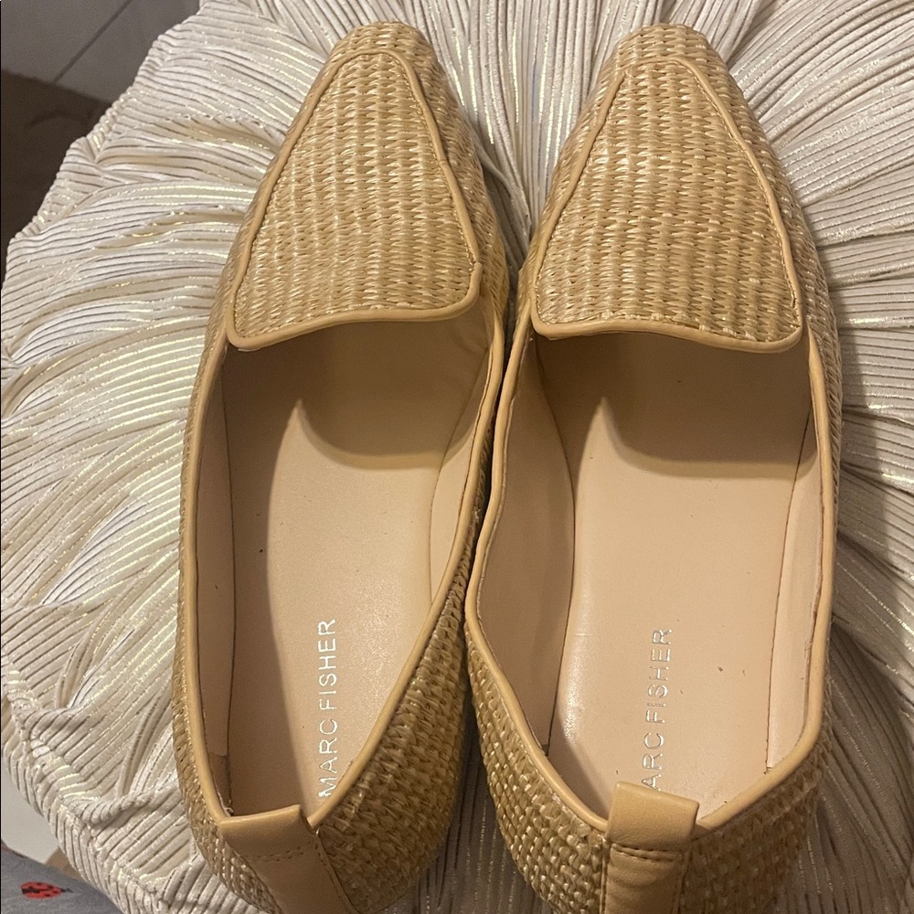 Marc Fisher Beige Woven Loafers